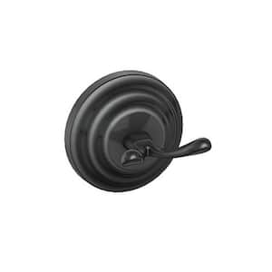 Deveral Wall Mounted Bathroom Double Robe Hook in Matte Black Finish
