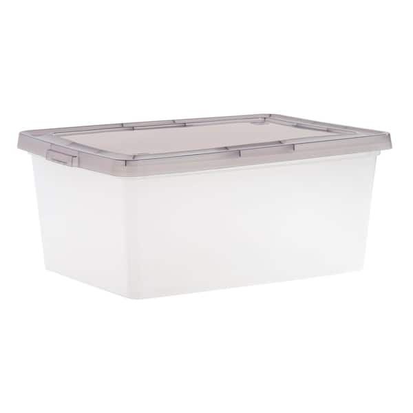 17 Qt. Plastic Storage Bin Tote Organizing Container with Latching Lid, Clear/Gray (8-Pack)