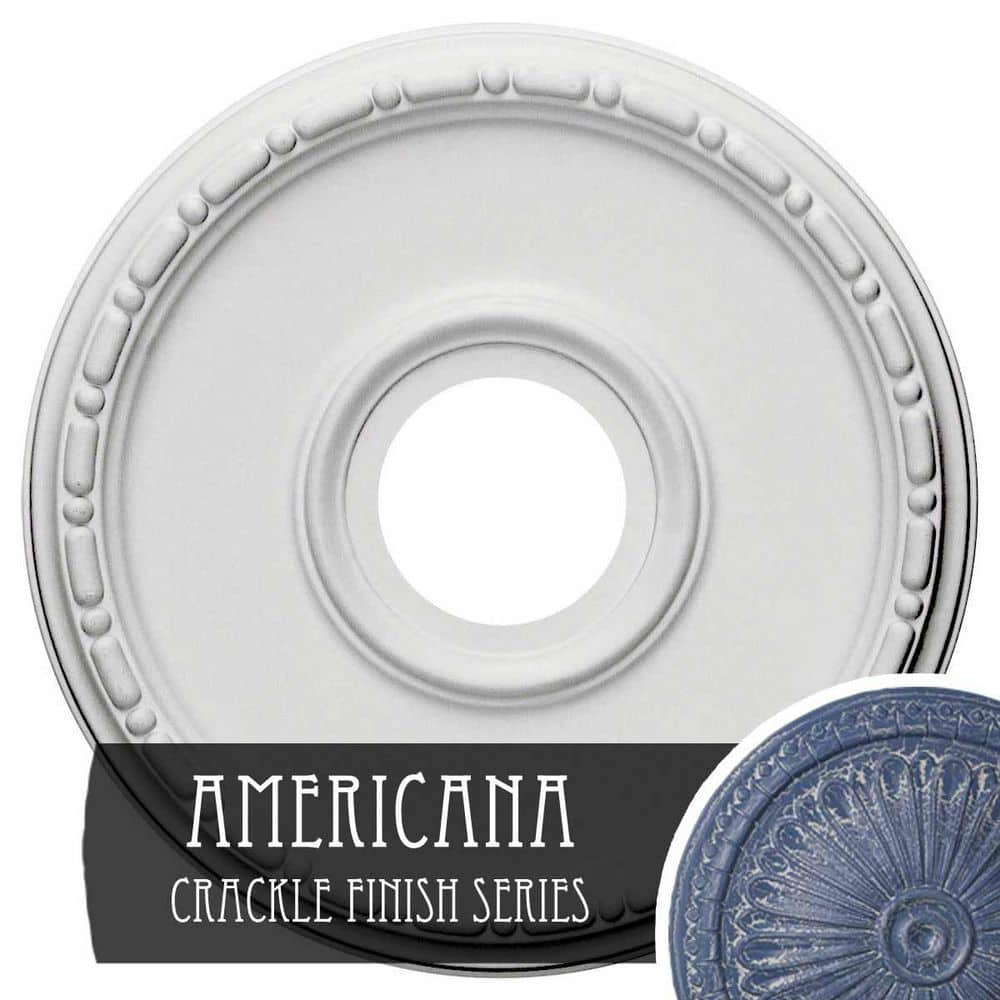 Ekena Millwork 1-1/2 in. x 16-1/2 in. x 16-1/2 in. Polyurethane Medea Ceiling Medallion, Americana Crackle