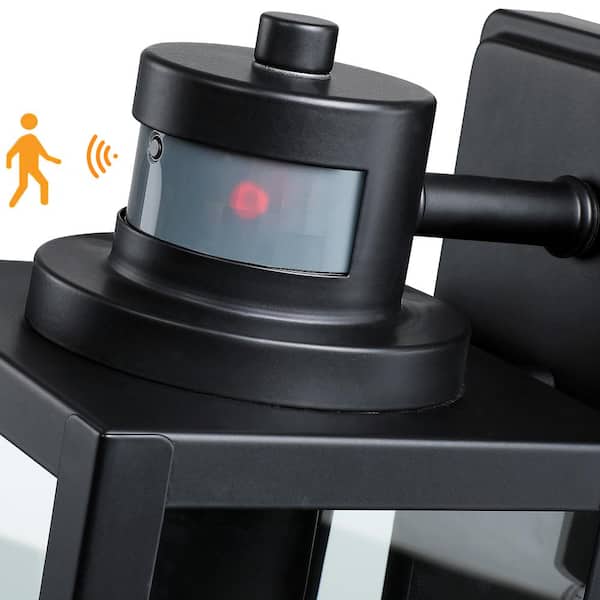 Uixe 12 in. 1-Light Matte Black Motion Sensing Dusk to Dawn