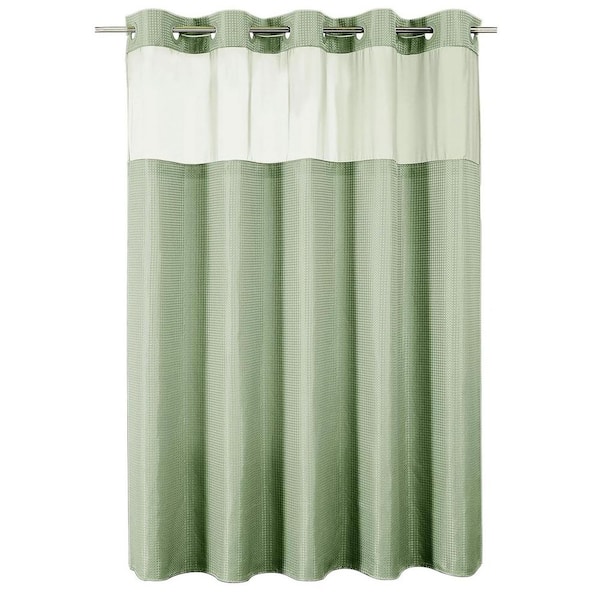 Waffle Weave Heavy Duty Shower Curtain Set with Snap in Fabric Liner 72 x 75 in. Sage Green