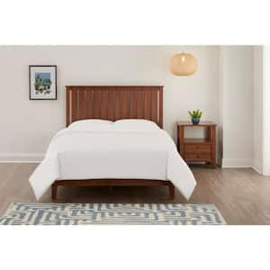 Gatestone Queen Walnut Brown Wood Platform Bed with Vertical Slats (61 in. W x 48 in. H)