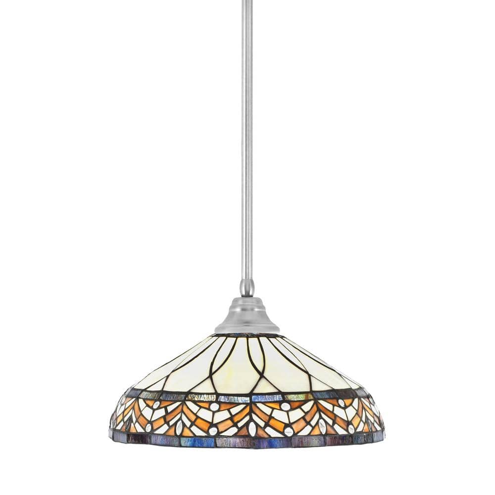 Sparta 100-Watt 1 Light Brushed Nickel Shaded Pendant Light with 16 in. Roy