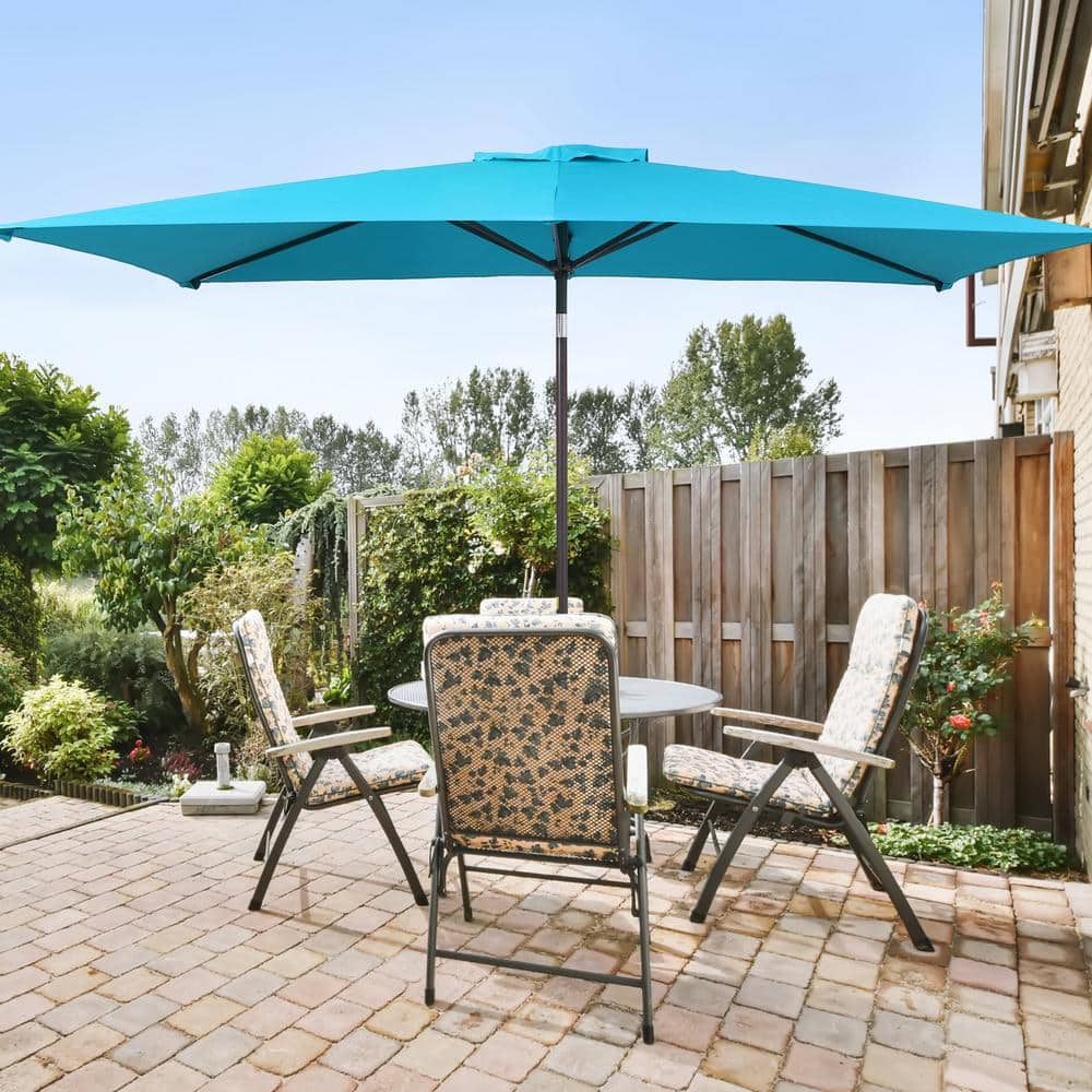 Sonkuki 10 ft. x 6.5 ft. Rectangle Outdoor Patio Market Table Umbrella ...