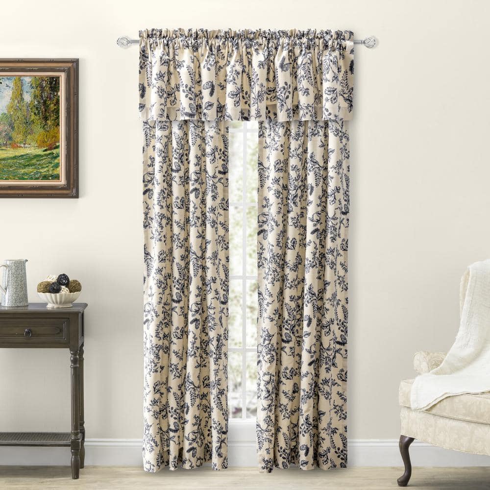 Black Cotton Linen Light-Filtering Rod Pocket Window Panel Pair