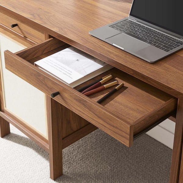 MODWAY Capri 58 in. Rectangular Walnut Wood Grain Office Desk EEI