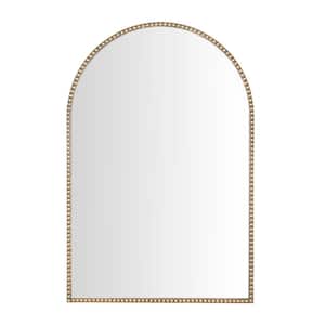 Medium Arched Gold Antiqued Classic Accent Mirror (35 in. H x 24 in. W)