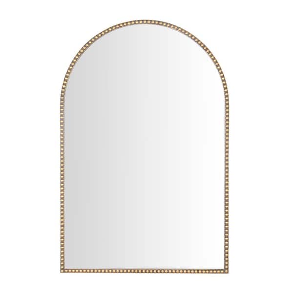 Photo 1 of Medium Arched Gold Antiqued Classic Accent Mirror (35 in. H x 24 in. W)