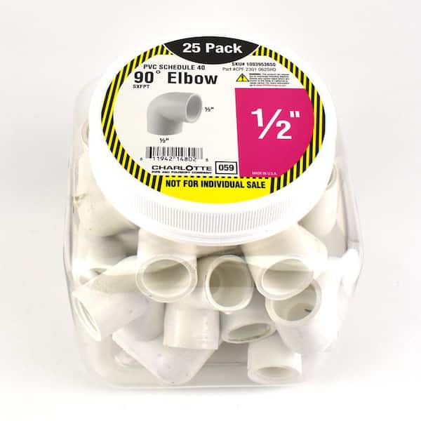 Charlotte Pipe 1/2 in. PVC Elbow Socket x FPT Pro Pack (25-Pack