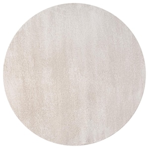 Haze Solid Low-Pile Ivory 4 ft. Round Area Rug