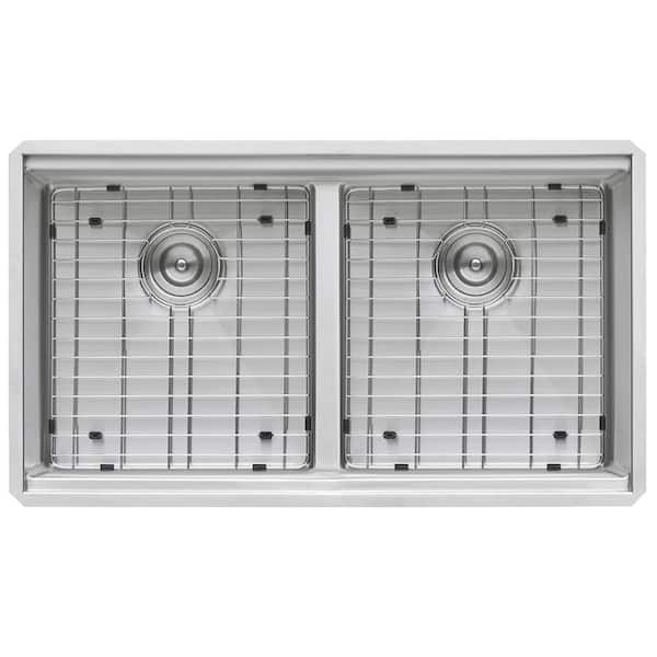 Roma Pro 33 in. Undermount 50/50 Double Bowl 16-Gauge Stainless Steel Workstation Kitchen Sink with Rounded Corners
