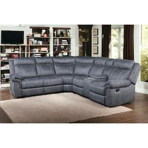 131 in. Square Arm 6-piece Velvet L-Shaped Sectional Sofa in. Gray