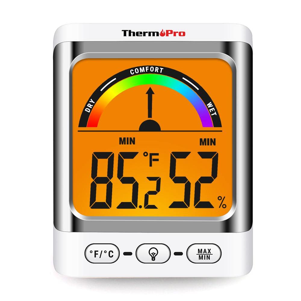 Accuracy Indoor Temperature and Humidity Monitor,Digital LCD Display White 