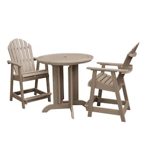 Hamilton Woodland Brown Counter Height Plastic Outdoor Dining Set in Woodland Brown (Set of 2)