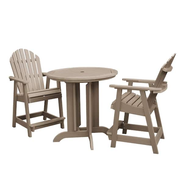 Highwood Hamilton Woodland Brown Counter Height Plastic Outdoor Dining Set in Woodland Brown (Set of 2)