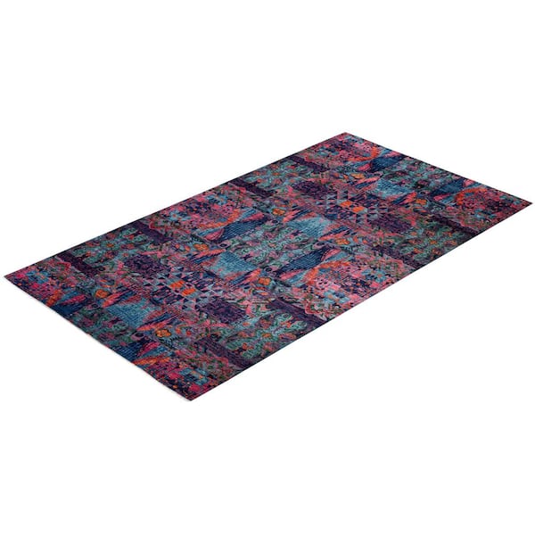 Modern Handmade Blue 9 ft. 10 in. x 16 ft. 6 in. Indoor Area Rug