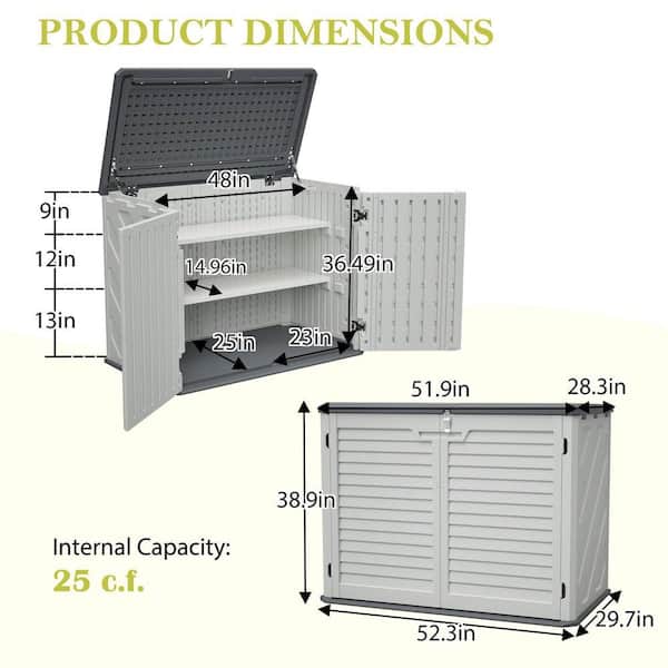 52 in. W x 30 in. D x 39 in. H Ivory Resin Outdoor Storage Cabinet