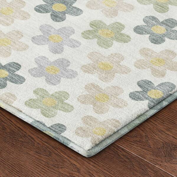 Mayfield Premium Machine Washable Abstract AMF2569 Ivory 9 ft. x 12 ft. Area Rug