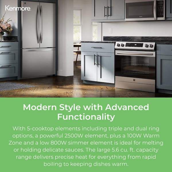 29.9 in. 5 Element Freestanding Electric Range in Stainless Steel with True Convection, Self Clean, and Front Control
