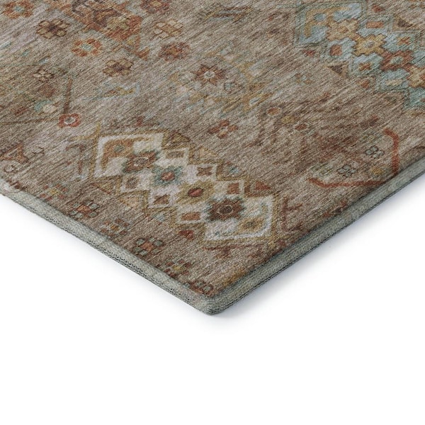 Mayfield Premium Machine Washable Abstract AMF2047 Beige 3 ft. x 5 ft. Area Rug