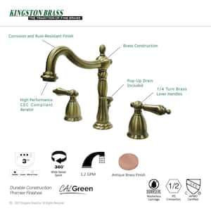 Heritage 8 in. Widespread 2-Handle Bathroom Faucet in Antique Brass