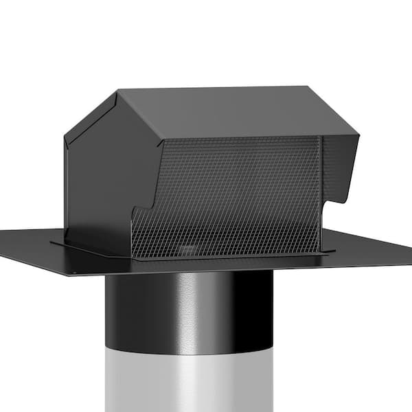 Angel Sar 4 in. Black Galvanized Steel Roof Vents, Roof Exhaust Vent for Ventilation System (1-Pack)