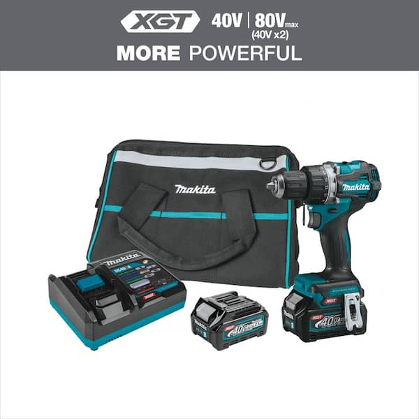 Makita 40V Max XGT Compact Brushless Cordless 1/2 in. Driver-Drill Kit ...