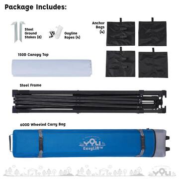 Yoli Avalon EasyLift 12 ft. x 12 ft. Instant Pop-Up Canopy Tent with Wheeled Carry Bag and Bonus 4 Anchor Bags White Top AVLN144WHTANCR