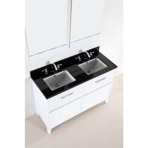 Tustin 48 in. W x 19 in. D x 34 in. H Double Vanity in White with Granite Vanity Top in Black Galaxy with White Basins