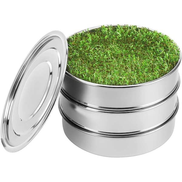 Stainless Steel Seed Starter Tray 15.2x11.6x1.45 Metal Nursery Pots Water Collection Transplantation 10 Pack