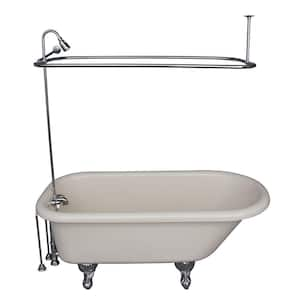 5 ft. Acrylic Ball and Claw Feet Roll Top Tub in Bisque with Polished Chrome Accessories