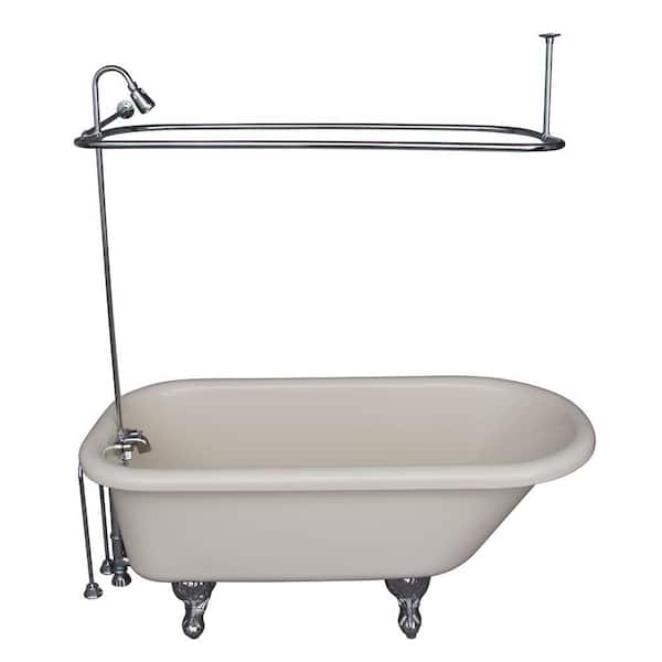 Barclay Products 5 ft. Acrylic Ball and Claw Feet Roll Top Tub in Bisque with Polished Chrome Accessories