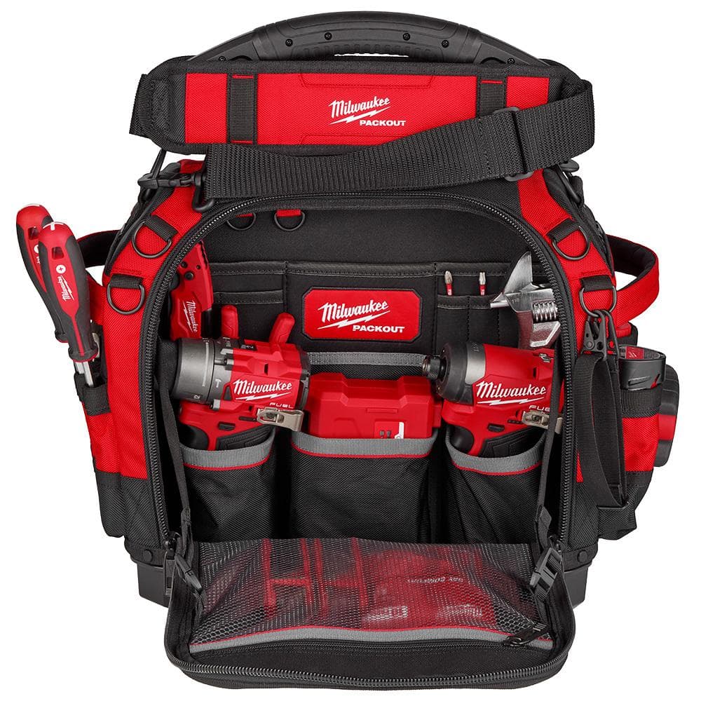 Milwaukee Red and Black Ballistic Tool Bag with 65 Pockets