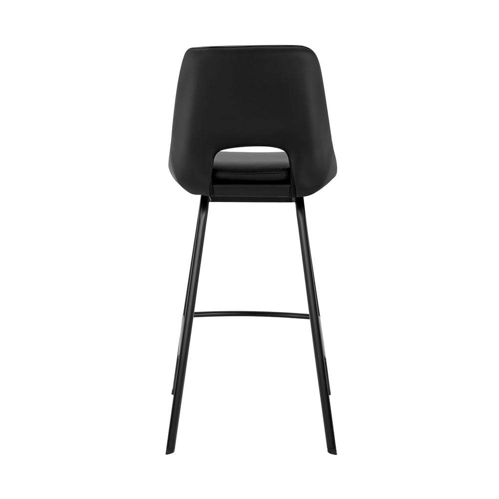 Contemporary 41'' Black Leather & Metal Swivel Bar Stool