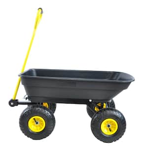 2.5 cu.ft. Metal Garden Cart with Steel Frame and Pneumatic Tire, Black