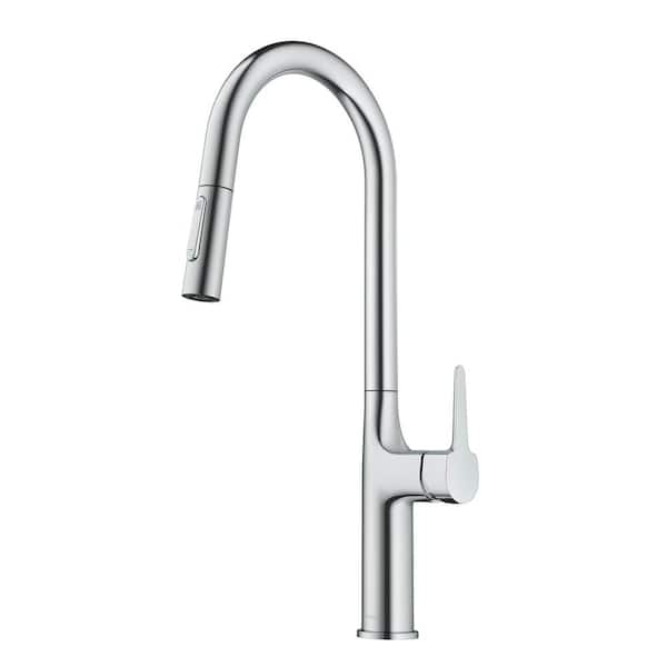 KRAUS Oletto Single Handle Pull Down Sprayer Kitchen Faucet in Chrome