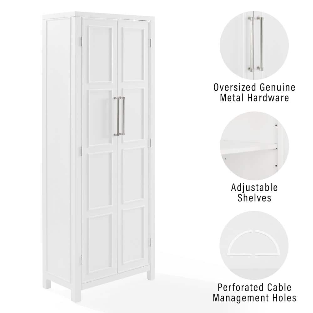 White Birch Coastal Storage Cabinet with Adjustable Shelves