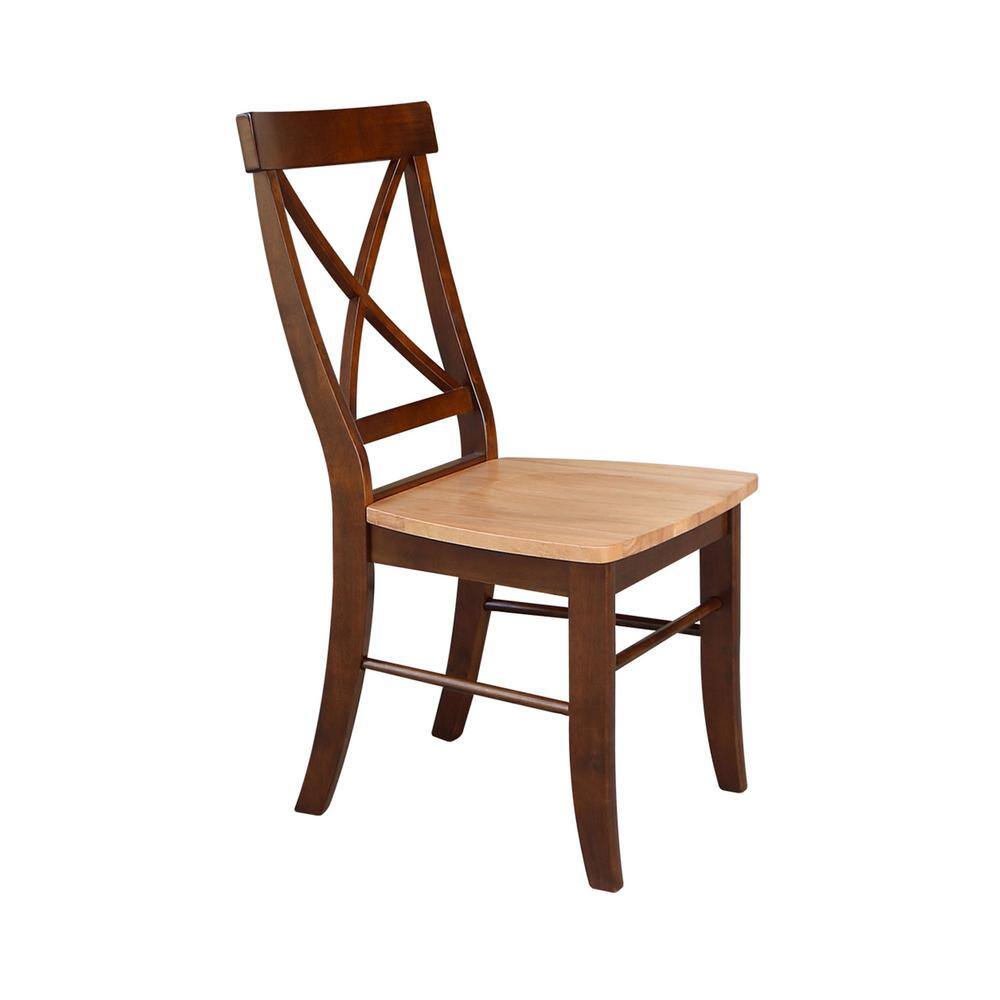Cinnamon and Espresso Cross Back Wood Side Chair Set