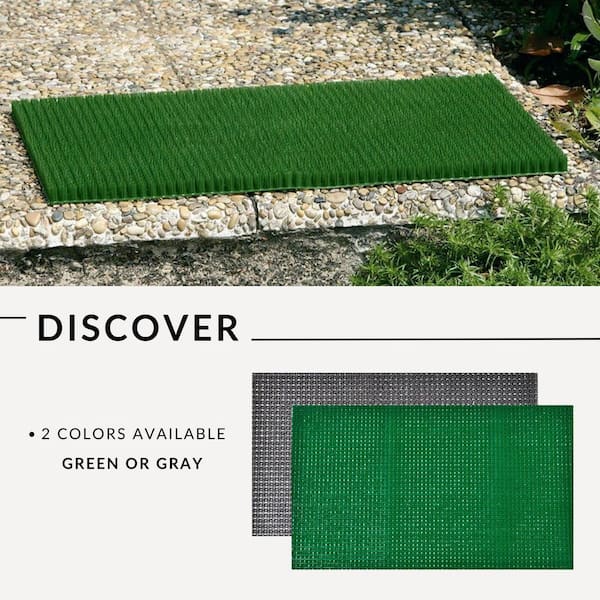 Evideco 16 in. x 24 in. Grey Outdoor Front Door Mat Pixie Artificial Grass