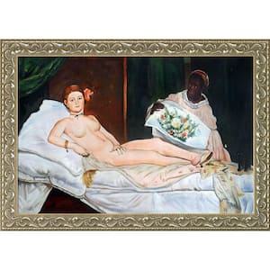 Olympia by Edouard Manet Rococo Silver Framed Oil Painting Art Print 29.5 in. x 41.5 in.