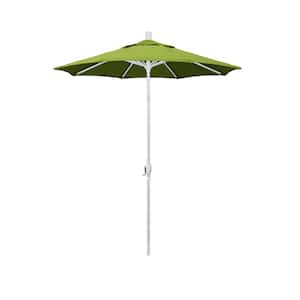 6 ft. Matted White Aluminum Market Patio Umbrella with Crank and Tilt in Macaw Sunbrella