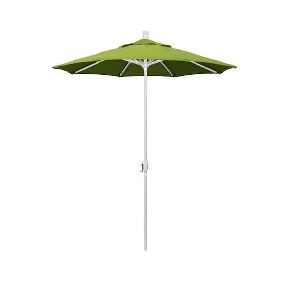 California Umbrella 6 ft. Matted White Aluminum Market Patio Umbrella with Crank and Tilt in Macaw Sunbrella