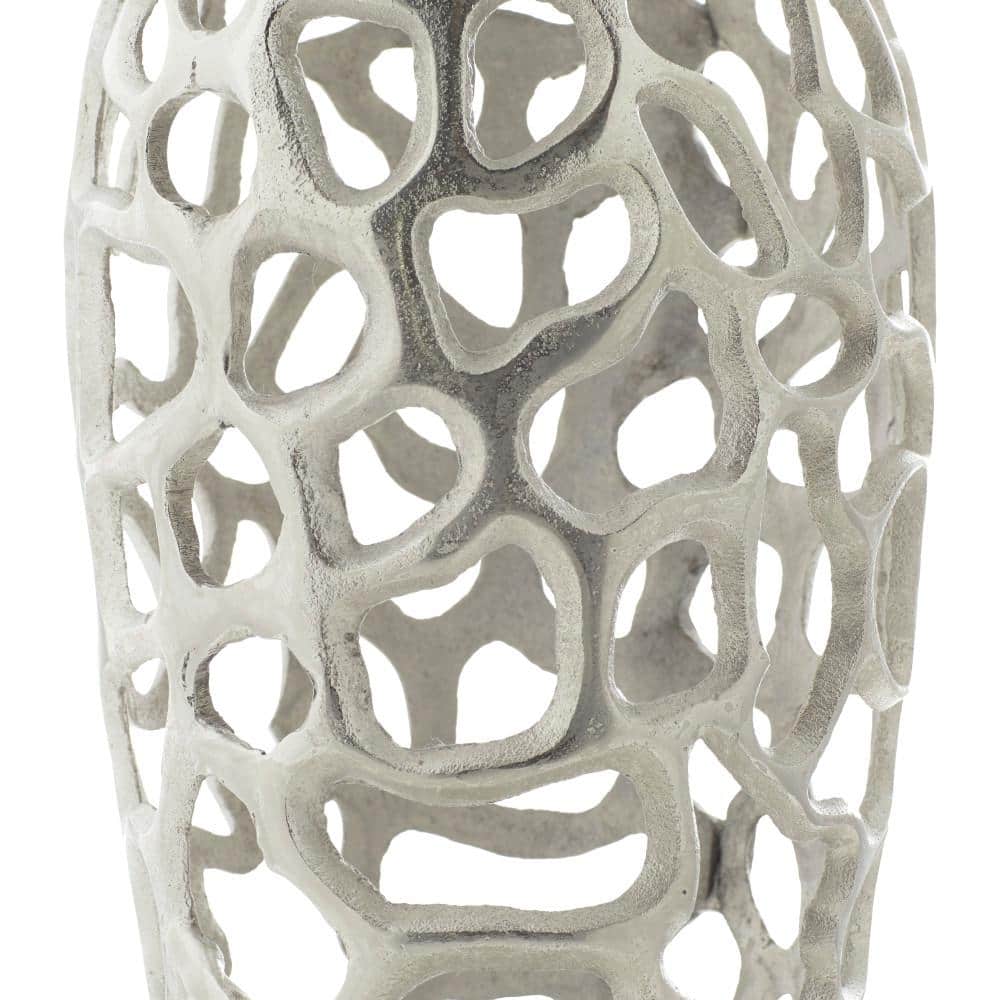 Elegant 19'' Silver Aluminum Bouquet Vase with Hole Design