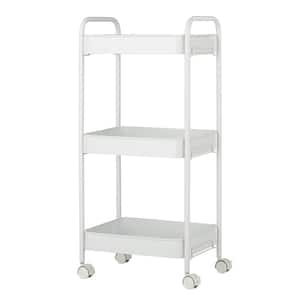Mobile Metal Multi-Functional 4-Wheeled Kitchen Cart in White