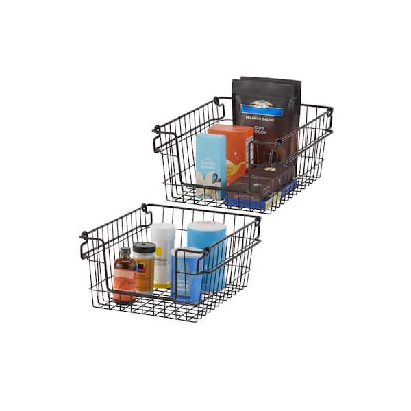 TRINITY 11 in. Dark Bronze Stackable Wire Basket (2-Pack) TBFPBR