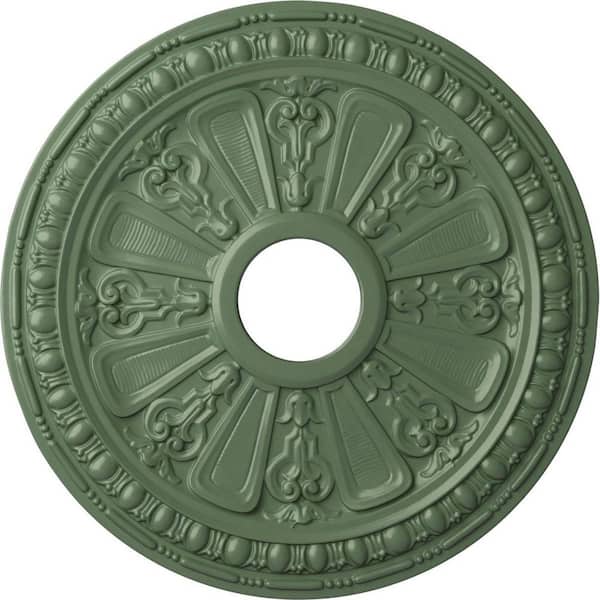 Ekena Millwork 1-1/8" x 18-1/8" x 18-1/8" Polyurethane Raymond Ceiling Medallion, Hand-Painted Athenian Green