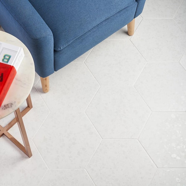 Malati White 12.5 in. x 14.5 in. Matte Porcelain Hexagon Floor and Wall Tile (10.51 sq. ft./Case)
