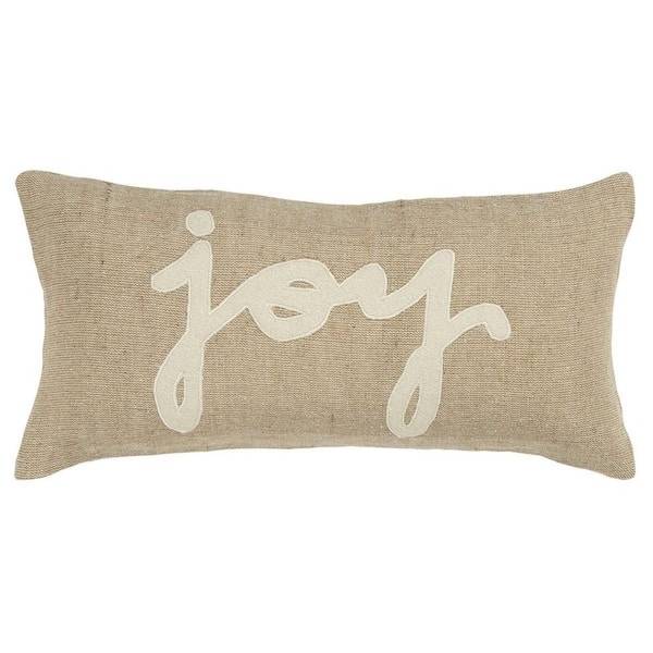 Natural Solid Polyester 11 in. x 21 in. Throw Pillow