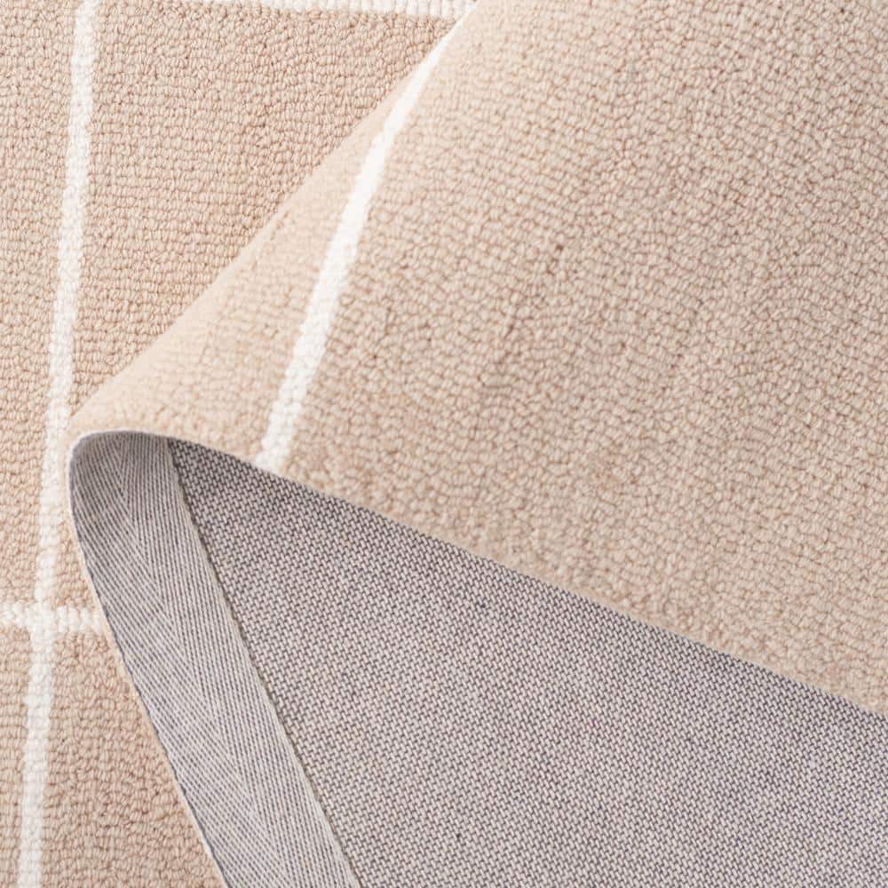 Ivory Geometric Handmade Wool Tufted Area Rug 3' x 5'
