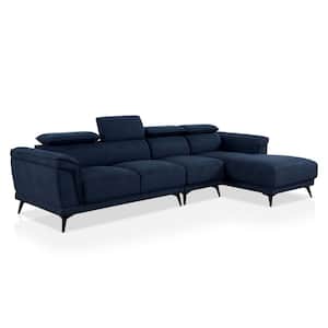 Rischer 125.25 in. W 3-Piece Fabric Sectional Sofa in Blue